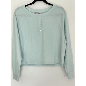 Victoria’s Secret Waffle Knit Cropped Henley Shirt Size Small lounge NEW F50